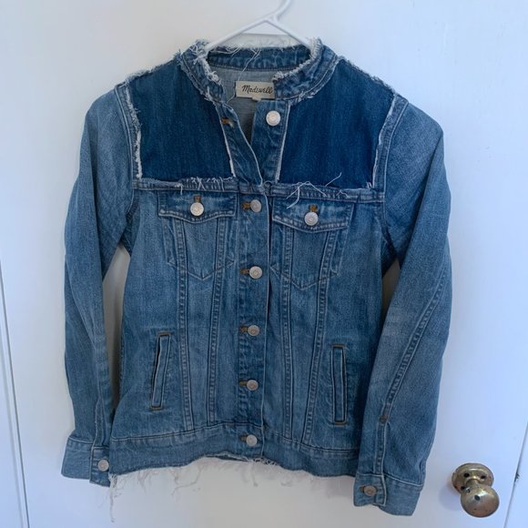 Madewell Jackets & Blazers - Madewell Patchwork Raw Hem 100% Cotton Denim Jean Jacket XS